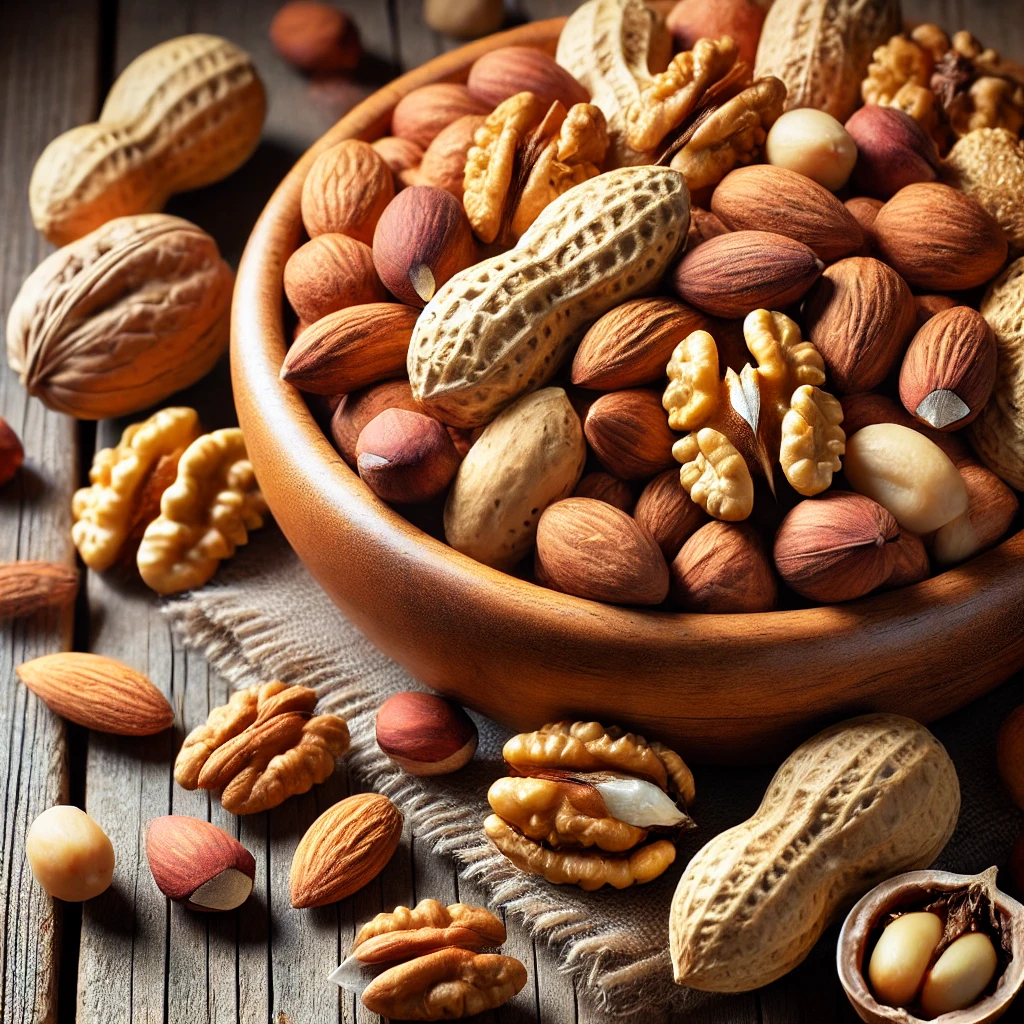 Nutrient-dense almonds, walnuts, and peanuts for energy and tissue repair.