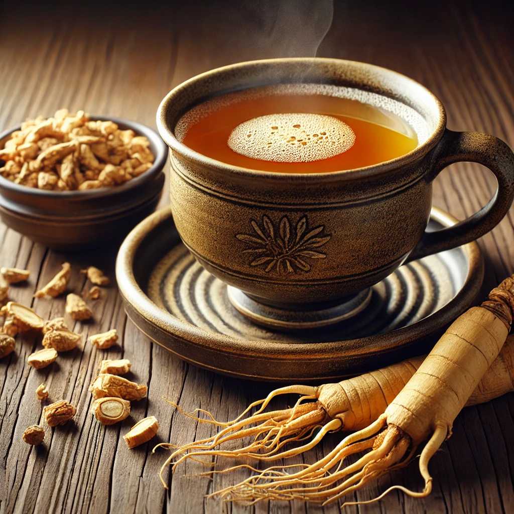 A steaming cup of ginseng tea – A natural stomach healer that fights harmful bacteria.
