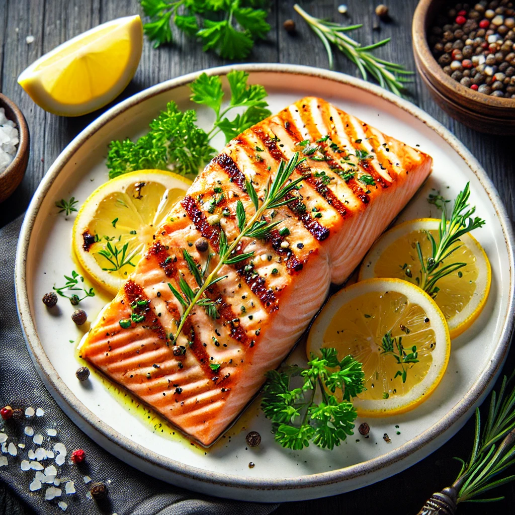 Omega-3-rich salmon for strength recovery and brain health.